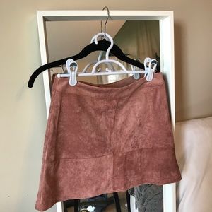 Blush suede skirt